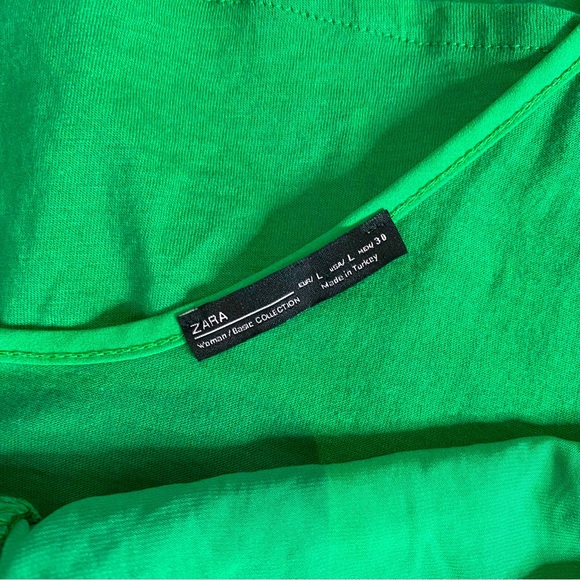 Zara green ruffle long cami tank top spaghetti strap size L - Picture 3 of 6